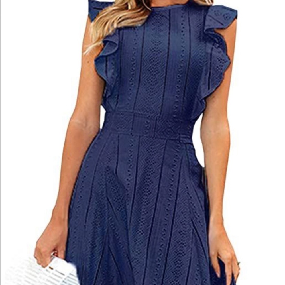 Ecowish long black eyelet dress in black